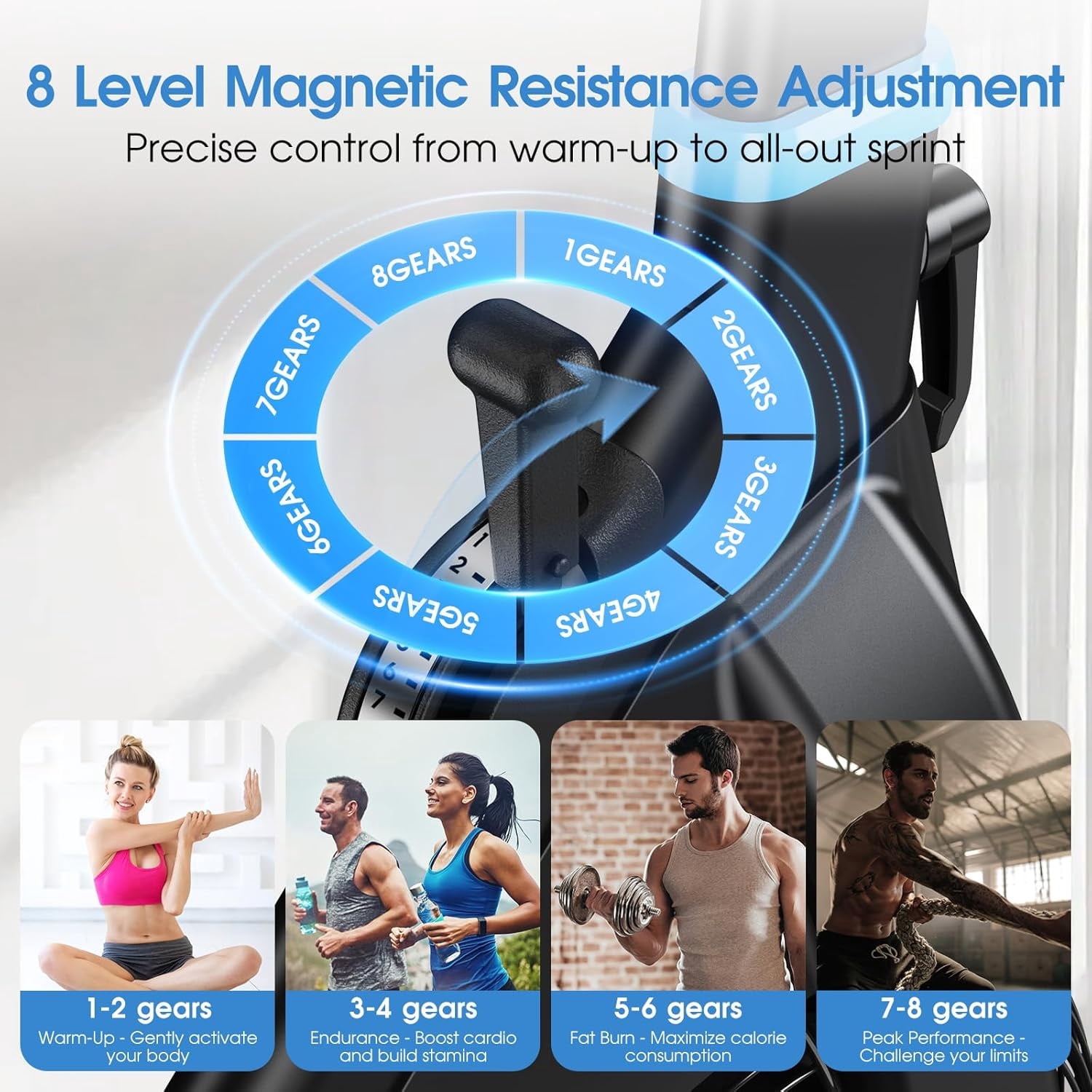 HXD-ERGO Exercise Bike, Air & Magnetic Resistance Stationary Bike for Home, Silent Belt Drive, App Compatible Cycling Bike with LCD Monitor, 350lbs Capacity Workout Bike
