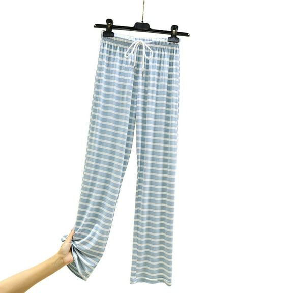 JJHGVB Striped Pants Women Night Pants for Women Wide Leg Pajama Pants for Women Woman's Pants Women Trendy Sleeping Shorts Women Sleep Pant Blue L