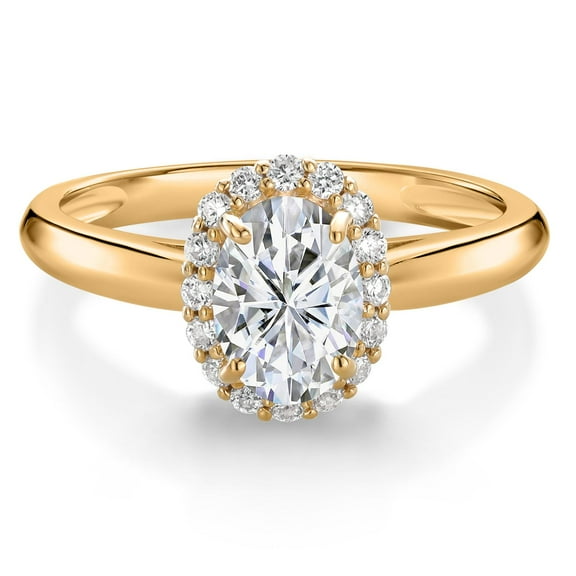 Gem Stone King 1.16 Cttw 10K Yellow Gold IGI Certified Lab Grown Diamond Halo Engagement Ring for Women | Center Oval Cut Diamond 1 Ct | E-F Color | VS1-VS2 Clarity (Size 6)