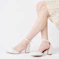 thumbnail image 5 of Ecetana Women's Pumps Pointed-Toe chunky Heel Shoes with Bow Elegant Ankle Strap Dress Shoes for Wedding Party Office, 5 of 6