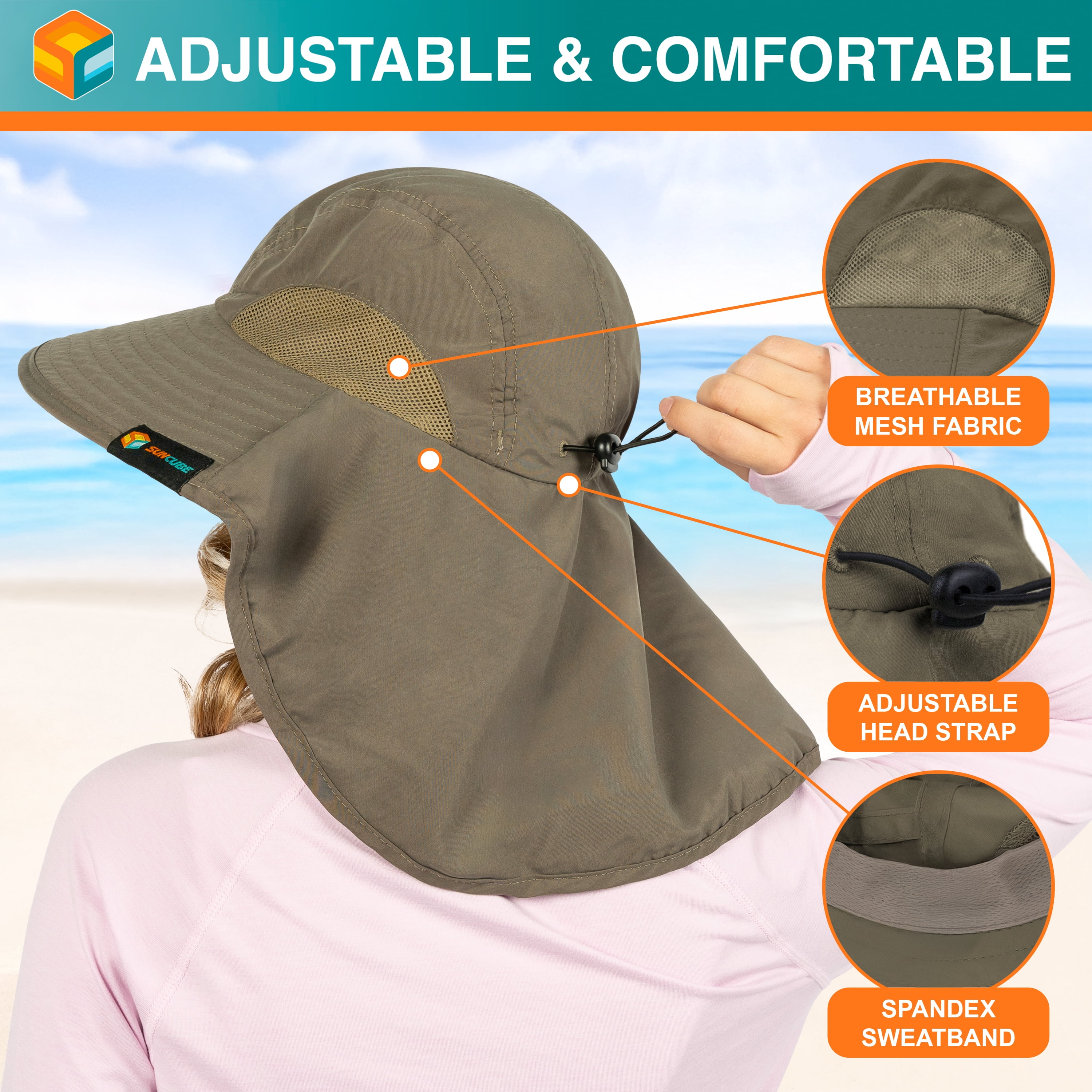 Lightweight Safari Sun Hat with Strap Quick Dry UPF50+ Wide Brim Sun Hat UPF50+ Fishing Hat Waterproof Quick Dry  main image 4