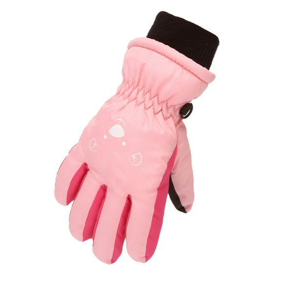 Zwiiyzr Toddler Kids Boys Girls Winter Ski Gloves Children Waterproof Windproof Warm Snow Gloves Pink