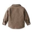 thumbnail image 3 of LYHaoo Toddler Boys Girls Shirt Coat Jacket Plaid Long Sleeve Kids Lapel Button Tops Outwear Stretch Casual Sizes 12-18 Months Brown, 3 of 3