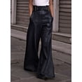 thumbnail image 5 of Women'S Faux Leather Pants PU High Waist Wide Leg Pants with Pockets Pleated Going Out Trousers Black XL, 5 of 6