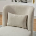 thumbnail image 6 of Wide Modern Chenille Cushioned Armless Chair in Soft Beige, 360° Swivel Design with Pillow, Sturdy Metal Base, Comfortable Accent Seat, 6 of 8