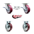 thumbnail image 2 of 6 Inch Kingpinless Poly on Aluminum Caster Set 2 Brakes/Swivel Locks 2 Rigid SCC, 2 of 2