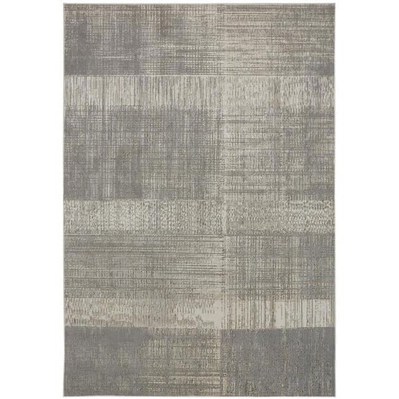 HomeRoots 512960 9 x 12 ft. Gray & Ivory Abstract Rectangle Area Rug