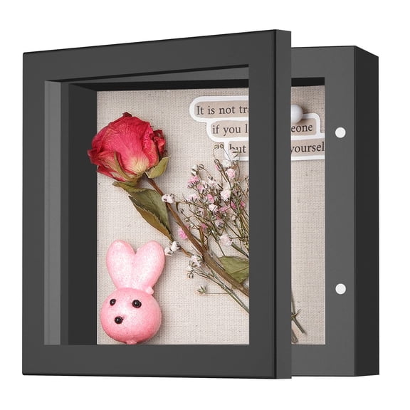 8x10in Shadow Box Frame with Linen Back - Real Glass, Push Pins Included, Sturdy Rustic Memory Display Case, Fits 6.8x8.8 Inserts, Distressed White