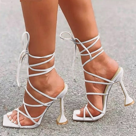 

Women Shoes Strap High Heel Sandals Heel Women s Color Fashion Suede Wineglass Solid Women s sandals Beige 6.5