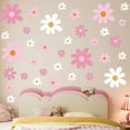 thumbnail image 5 of Daisy Wall Decal Flower Wall Sticker Cute Daisy Sticker Pink White Flower Decal Peel and Stick Floral Wallpaper for Nursery Bedroom Home Decor 12 Sheets Pink, 5 of 6