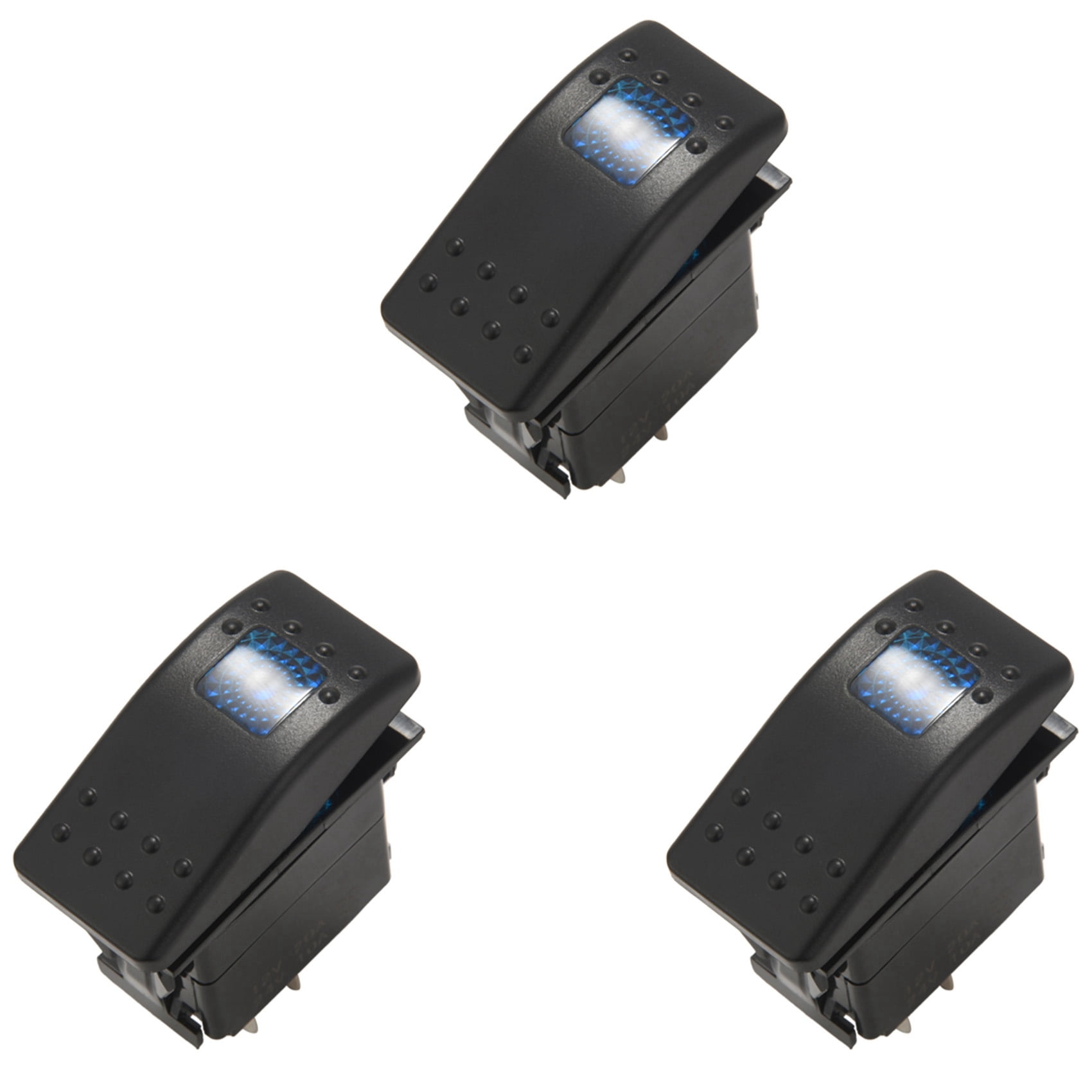 3X 12V 20 Amp Impermeable Azul LED Con./Apag. Interruptor Basculante 3P ...