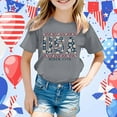 thumbnail image 2 of MIXUE Girls Tops & T-Shirts Kids Summer Fourth Of July Independence Day Letter Print Round Neck Short Sleeve Casual Party Tshirts Outwear,Gray,8-9 Years, 2 of 4