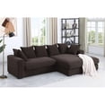 thumbnail image 2 of Devion Furniture Corduroy 3 Piece L-Shaped Sectional Sofa with Pillows, Brown, 2 of 10