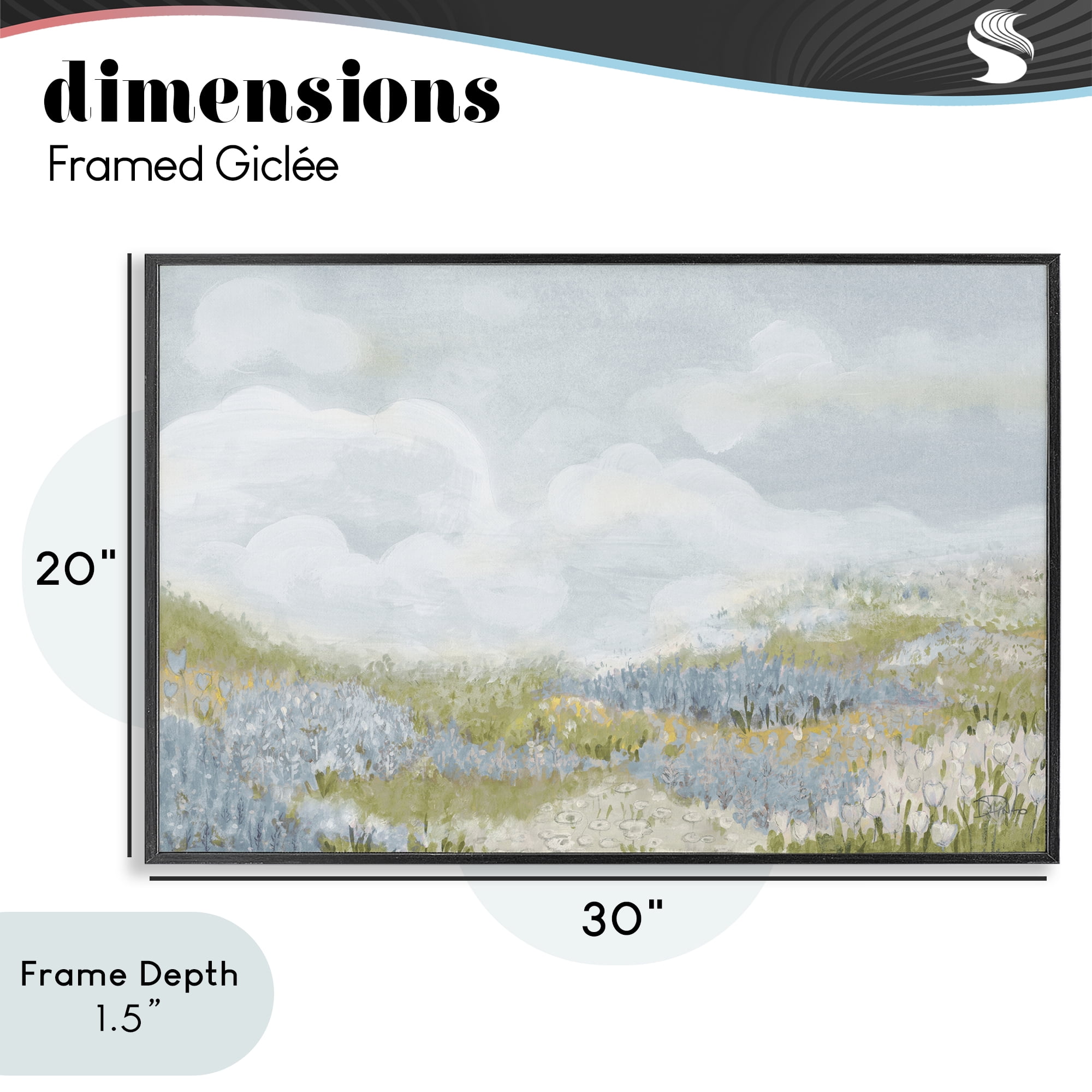 Stupell Industries Blue Floral Meadow Black Framed Giclee Art, design by Patricia Pinto