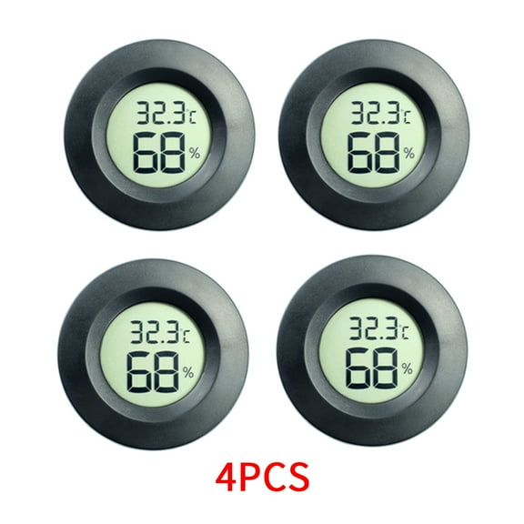 4-Pack Mini Hygrometer Ther-mometer Digital LCD Monitor Indoor/Outdoor Humidity Meter Gauge Temperature for Humidifiers Dehumidifiers Green-house Reptile Humidor Fahrenheit(℉)/ Celsius(℃)