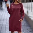 thumbnail image 2 of Lindreshi Fall Dresses for Women 2023 Homecoming Dresses Women's Winter Casual Solid Color Knitted Sweater Long Sleeve Button Dress, 2 of 7