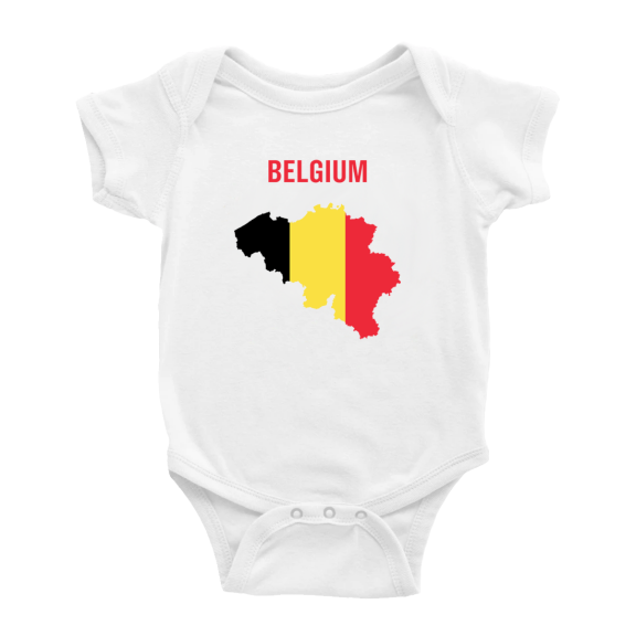 Belgiu Map Flag Cute Baby Bodysuit Romper (White, 18-24 Months)