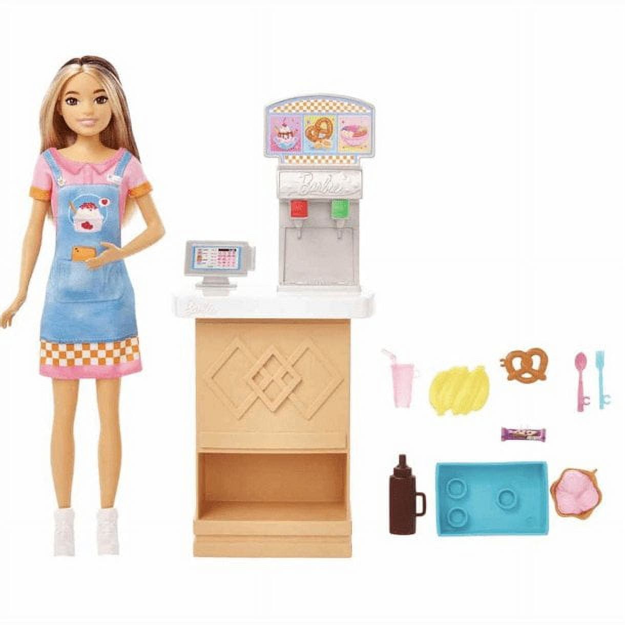 Barbie Skipper First Jobs Snack Stand Playset, Color-Change Sundae, 8 Accessories, Doll Playset