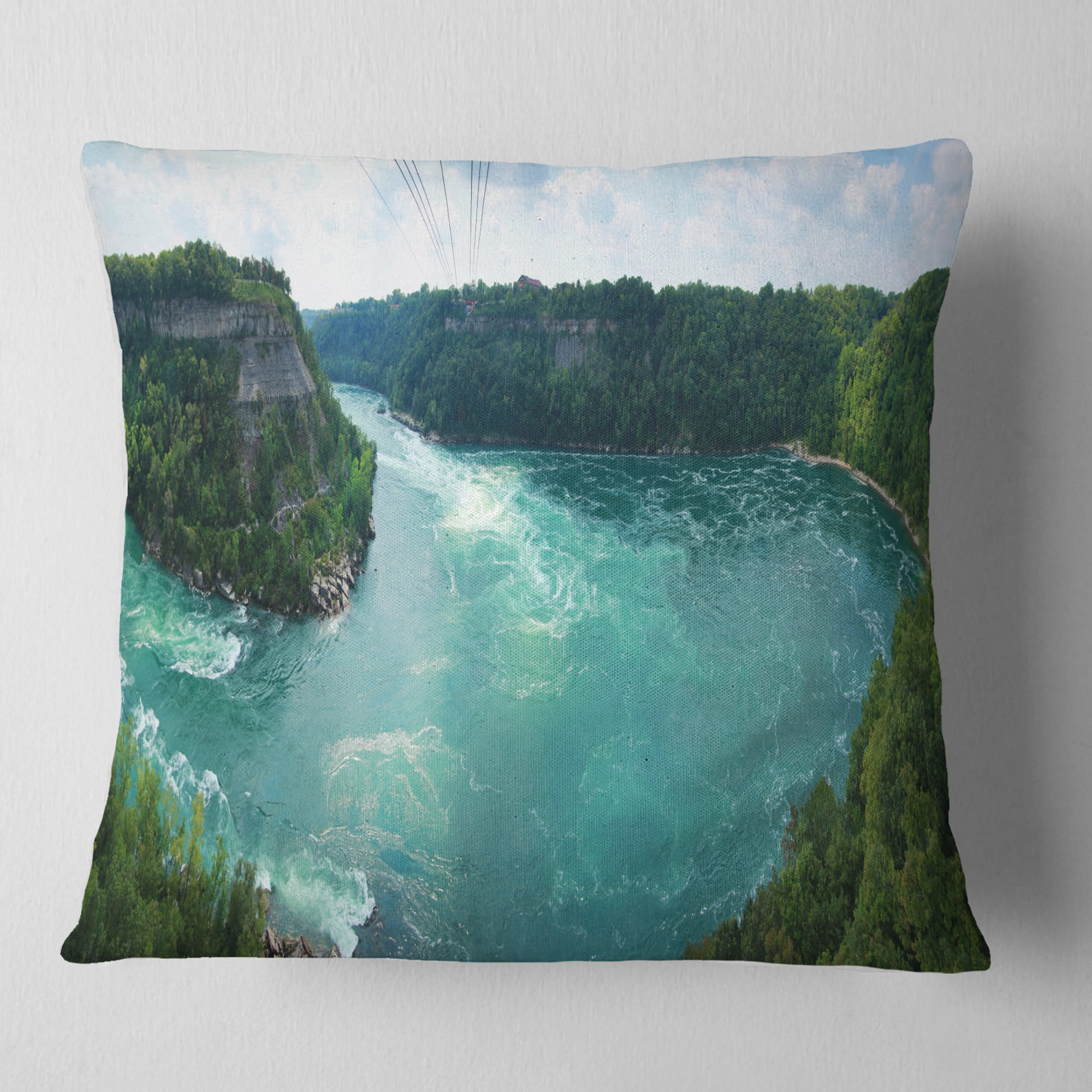 Designart Whirlpool Rapids - Landscape Photography Throw Pillow - 18x18