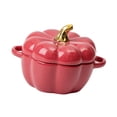 thumbnail image 4 of Cuenco de cerámica con forma de calabaza, cuenco para sopa, olla con forma de calabaza para cocinar, cazuela con asa y tapa para cocina, hogar, Acción Rojo, 4 of 8