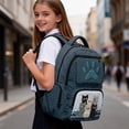 thumbnail image 6 of FKELYI Cartoon Cat Blue Print Kids Backpack 17 Inch Spacious Schoolbag with Multi-Pockets Lightweight School Bookbag Casual Daypack for Elementary Student, 6 of 7