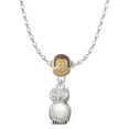 thumbnail image 1 of Delight Jewelry Silvertone 3-D Imitation Pearl & Clear Crystal Owl Mia Monkey Charm Necklace, 1 of 4