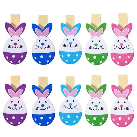 

HOMEMAXS 10pcs Lovely Rabbit Colored Wooden Pegs Note Memo Photo Clips Holder Craft Clips Ornaments for Easter Party Decoration