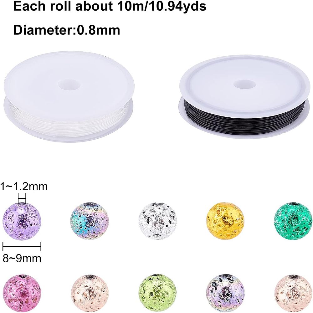 1 Set DIY Bead Stretch Bracelets Making Kits Mixed Color Beads: 8~9mm Hole: 1~1.2mm 250pcs/set Thread: 0.8mm about 10m/roll 2roll/set