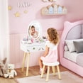 thumbnail image 2 of Qaba Kids Vanity, Girls Vanity Set with Mirror, Stool, 3-Colour LED Lights, 2 of 10