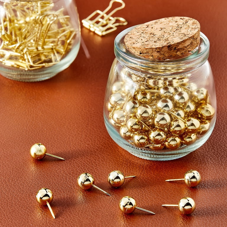 Pen+Gear Gold Push Pins, 100 Count with Glass Jar photo 3