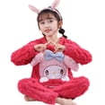 thumbnail image 3 of Pijama de franela para niños de Anime Sanrioed, jersey de primavera y otoño, pijama cálido de estilo coreano con dibujos animados de Kuromi Cinnamoroll, ropa de casa para niños, 3 of 5
