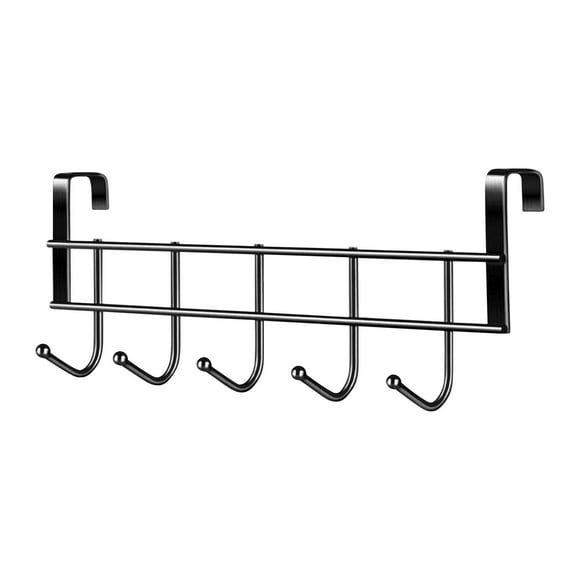 Over The Cabinet Door Hooks for Hanging,5 Hook Over Door Hanger,Kitchen Cabinet Rack Hook Space Saving Storage Hanger Bathroom Towel Metal 5 Hooks,Towel Rack for Bathroom(2.1cm)
