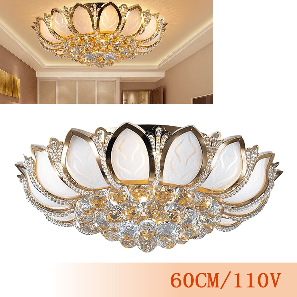 Wildnix Elegant Ceiling Lights with Crystal Leaves and Gold Finish, Powerful Lighting, Easy to Install, Ideal for Living Rooms and Bedrooms