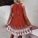thumbnail image 4 of Vestido casual con cordones y cuello halter sin mangas con cuello redondo y estampado de moda de verano para mujer Fridja  hj2499, 4 of 9