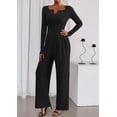 thumbnail image 3 of PRETTYGARDEN Jumpsuits for Women Dressy Casual Fall One Piece Outfits Long Sleeve Crew Neck Wide Leg Pants Rompers, 3 of 9