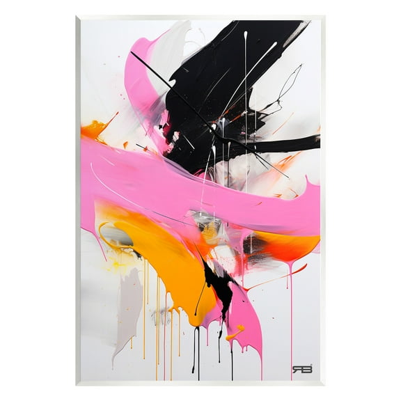 Stupell Industries Pink & Black Contemporary Abstract Painting Unframed Art Print Wall Art, 10 x 15