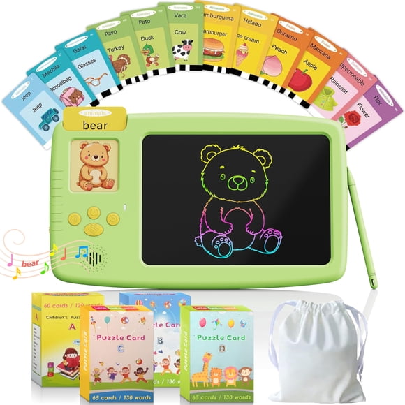 Tarjetas Didácticas Hablantes y Tableta de Escritura LCD ZONSTVYS para Niños