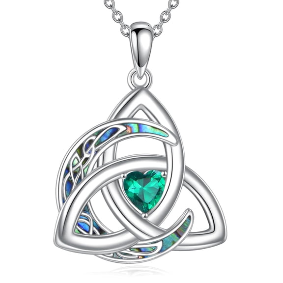 YAFEINI Celtic Moon Necklace Sterling Silver Trinity Knot Triquetra Pendant Celtic Jewelry Gift for Women Men Wife