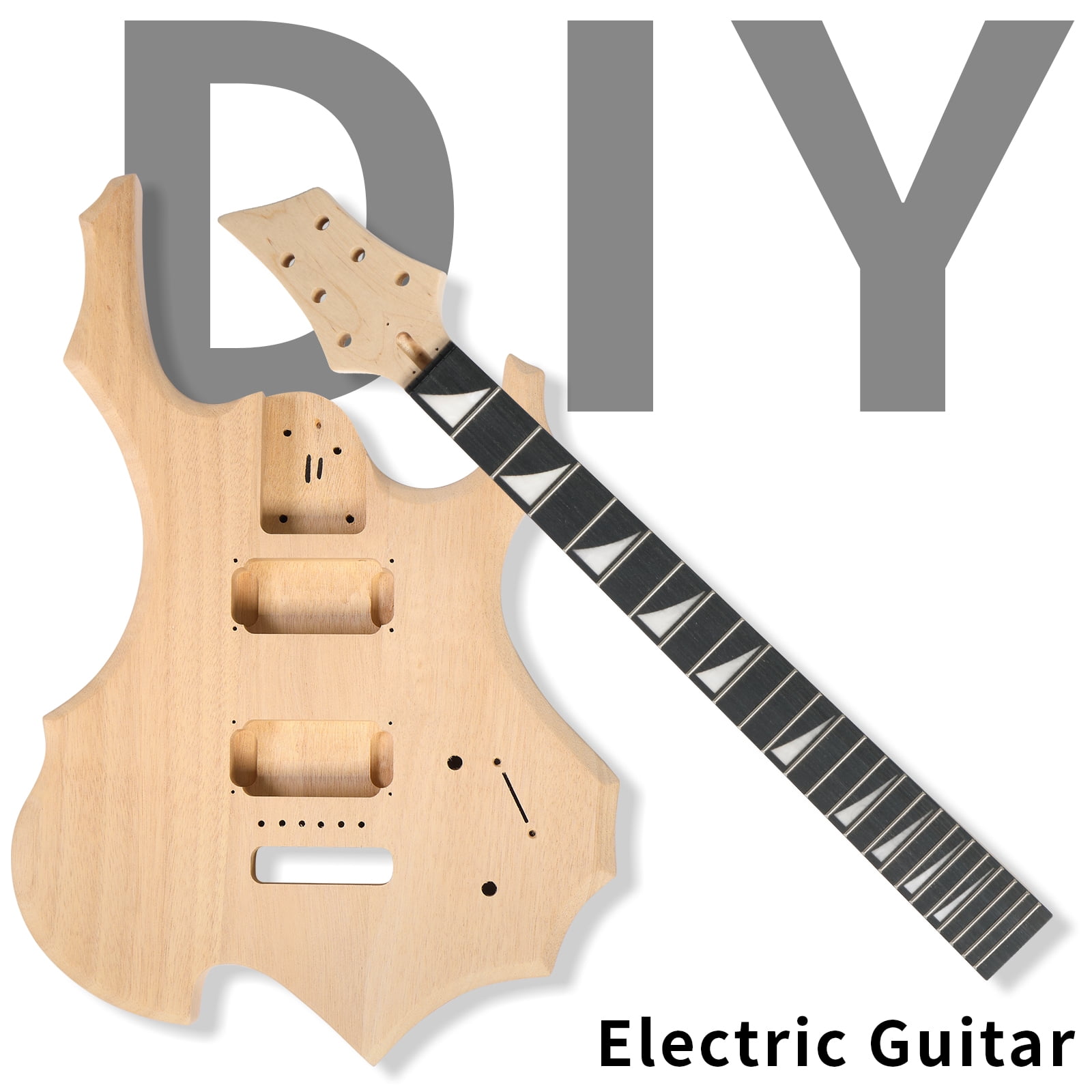 Ktaxon DIY 6 String Electric Guitar Kits Flame Shaped Style with Mahogany Body, Maple Neck and Accessories