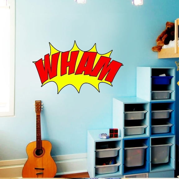 VWAQ Comic Book Wham Wall Decal Sound Effect Superhero Wall Art Vinyl Peel And Stick Sticker VWAQ-CB4 (20"H X 30"W)
