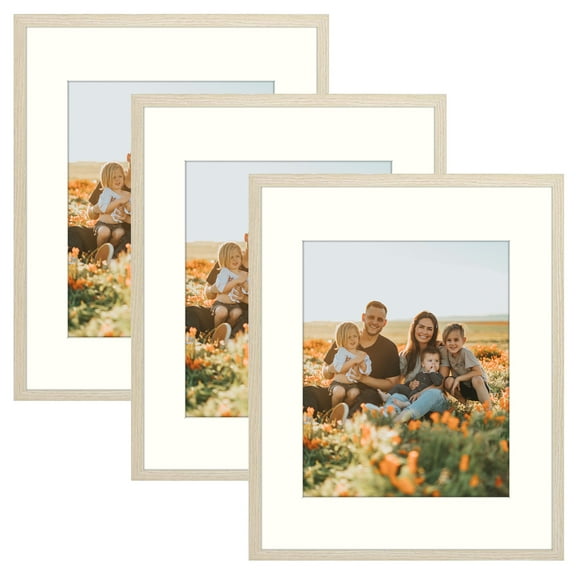 Golden State Art 16x20 Picture Frames with Ivory Mat for 11x14, Beige, Set of 3