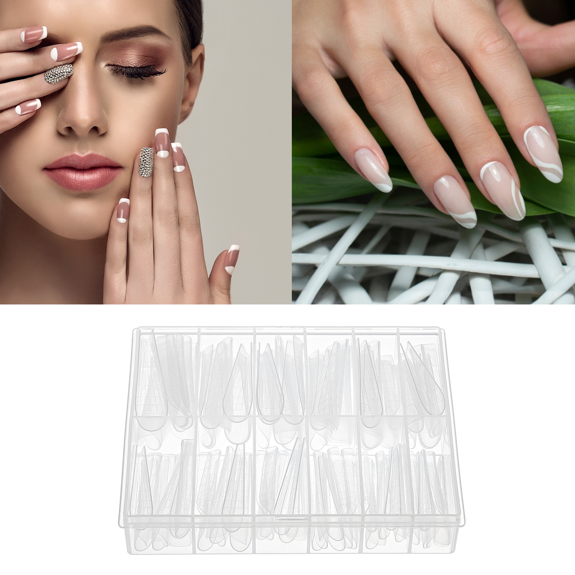 Unique Bargains Scale Faux Crystal Extension Fake Nails 120 Pcs [JM-19]