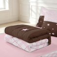 thumbnail image 6 of Manfei Classic Plaid Zipper Twin Comforter Sets with Fitted Sheet and 2 Pillowcases,Lovely Stars Zipper Bedding Set,Pink,Pink Reversible,4pcs, 6 of 8