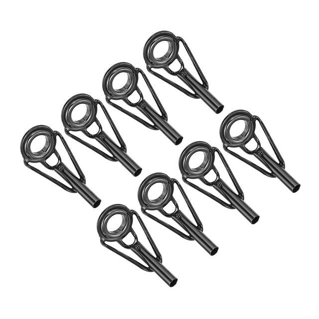 Unique Bargains 2.4mm Stainless Steel Fishing Rod Tip Repair Kit Pole Ring Guide Replacement, Black 8 Pack