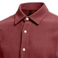thumbnail image 3 of Men's Big & Tall Waffle-Knit Shirt Button Down Long Sleeve Dressy Shirt Casual Formal Blouse,XXL,Wine, 3 of 6
