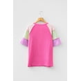 thumbnail image 5 of Women's Bright Pink Twisted Ribbed Henley T-Shirt – Casual Color Block Summer Style, XL, 5 of 10