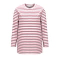 thumbnail image 5 of UPPADA Womens Striped Tshirts Crewneck Long Sleeve Pullover Tops Casual Loose Fit Basic Tops Lightweight Tee Tops Ladies Shirts Pink,L, 5 of 5
