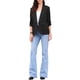 thumbnail image 2 of Blazer de oficina INSPIRE CHIC para mujer con cuello chal, mangas 3/4 fruncidas, blazer de traje elegante, talla XS, negro, 2 of 6