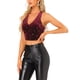 thumbnail image 4 of INSPIRAR CHIC Top Corto de Terciopelo Sin Mangas con Espalda Cruzada Blusa de Fiesta XL Burdeos, 4 of 5