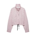 thumbnail image 3 of Gynyvoja Women Polka Dot Jacket Stand Collar Cropped Jackets Zip Up Coat Casual Spring Jacket with Pockets Pink Polka Dot Coat L, 3 of 6